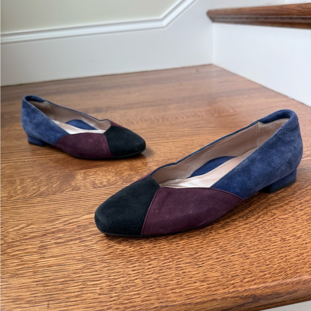 BEAUTIFEEL Saoirse Suede Leather Colorblock‎ Flats Pointed Toe Comfort Retro 36
